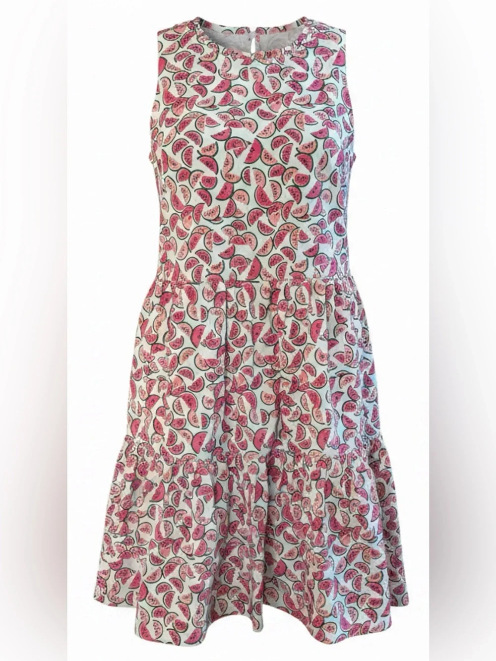 J.Crew Re-Imagined Watermelon Print Tiered Ruffle Dress Size 00